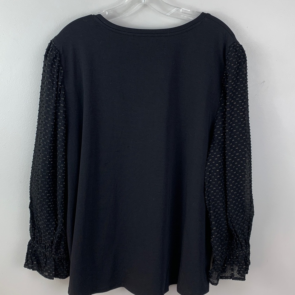 Chico’s Chiffon Sleeve Top in Black NEW! - Picture 3 of 8